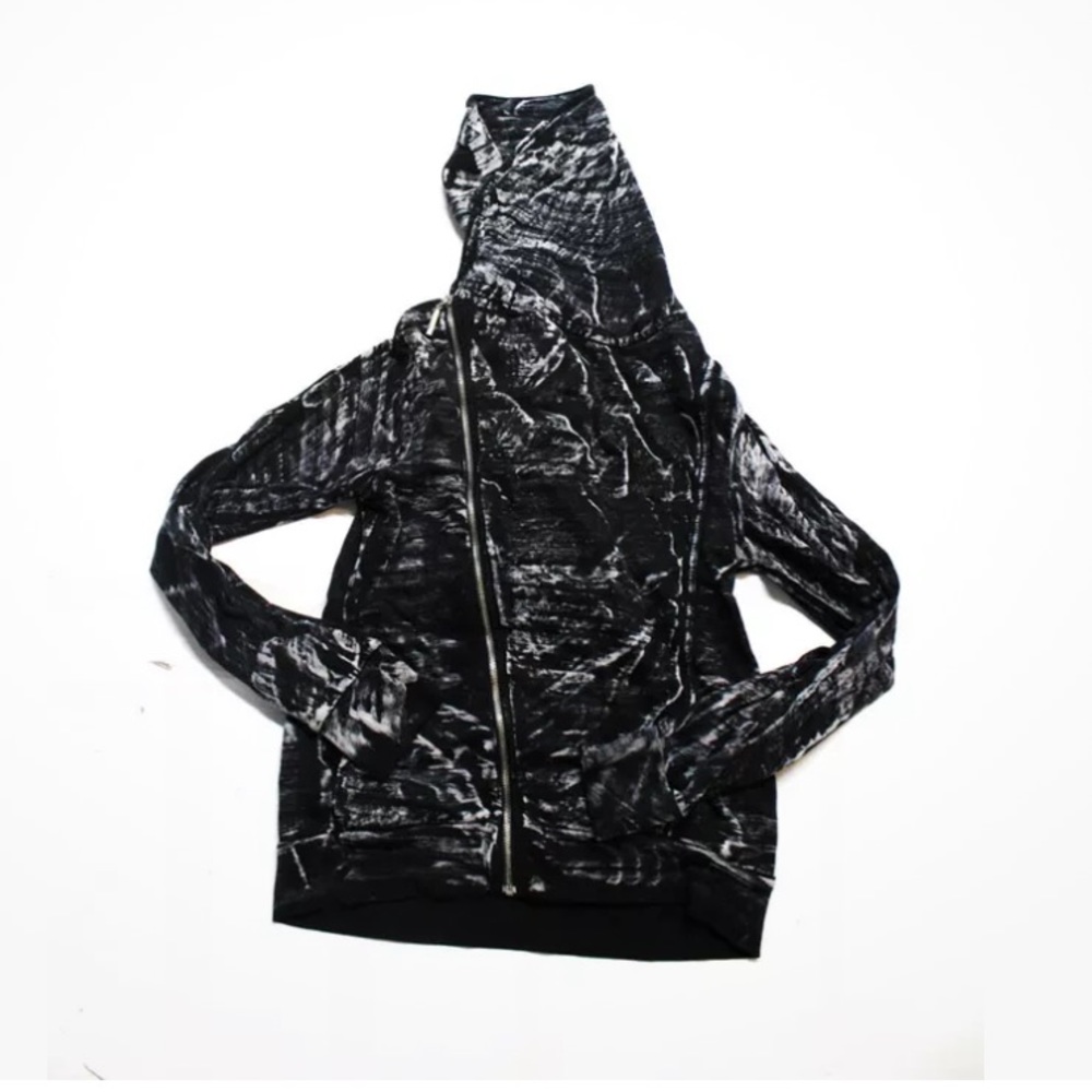 Young Fabulous and Broke black white tie dye asymmetrical zip up sweatshirt s